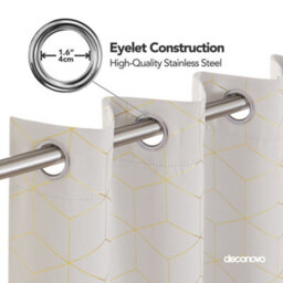 Deconovo Blackout Eyelet Curtains, Super Soft Gold Diamond Printed Thermal Insulated Curtains, W52 X L54 Inch, Light Beige, 1 Pair - thumbnail 5