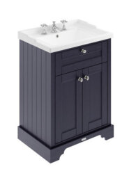 Hudson Reed Floor Standing Two Door Traditional Vanity Unit With 3 Tap Hole Grey Marble Top & Basin In Twilight Blue, 820 X 470mm - thumbnail 5