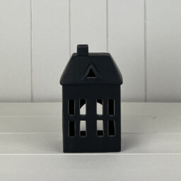 Four Candle Satchville Black Ceramic House Tealight Holder - thumbnail 2