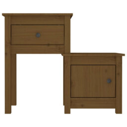 Berkfield Bedside Cabinet 2Pcs Honey Brown 79.5X38X65.5Cm Solid Wood Pine - thumbnail 5