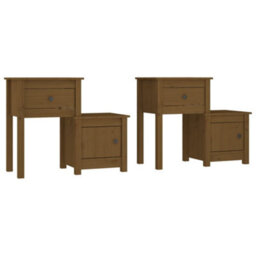 Berkfield Bedside Cabinet 2Pcs Honey Brown 79.5X38X65.5Cm Solid Wood Pine - thumbnail 2