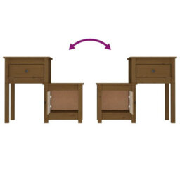 Berkfield Bedside Cabinet 2Pcs Honey Brown 79.5X38X65.5Cm Solid Wood Pine - thumbnail 6