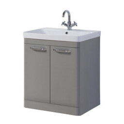 Clifton Bathroom 2-Door Floor Standing Vanity Unit With Basin 800mm Wide White 1 Tap Hole - Basalt Grey - Brassware Not Included - thumbnail 1