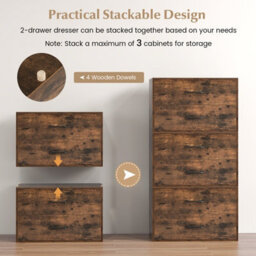 Costway 2-Drawer Dresser Wooden Storage Cabinet Cube Dresser - thumbnail 7