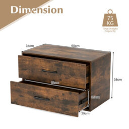Costway 2-Drawer Dresser Wooden Storage Cabinet Cube Dresser - thumbnail 2