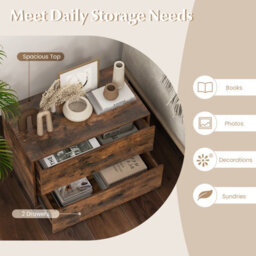 Costway 2-Drawer Dresser Wooden Storage Cabinet Cube Dresser - thumbnail 6