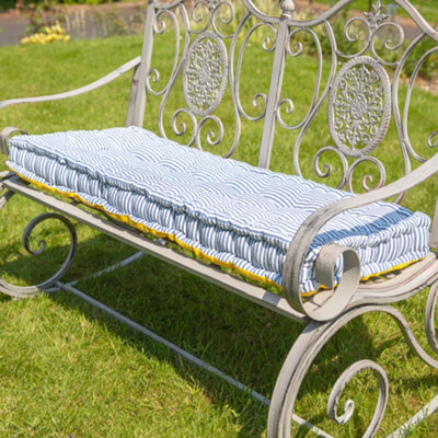 Dibor Vintage Blue Striped Reversible Indoor Outdoor Garden  Bench Cushion (L)105Cm X (W)42Cm - image 1
