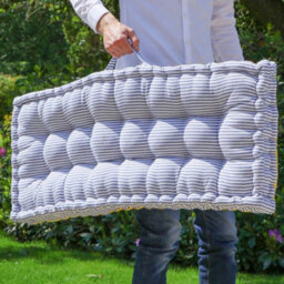 Dibor Vintage Blue Striped Reversible Indoor Outdoor Garden  Bench Cushion (L)105Cm X (W)42Cm - thumbnail 3