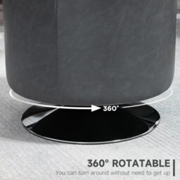 Homcom Grey Pu Leather Swivel Stool - Steel Base, Thick Padding - thumbnail 4