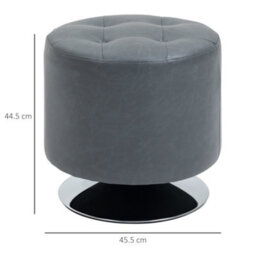 Homcom Grey Pu Leather Swivel Stool - Steel Base, Thick Padding - thumbnail 3