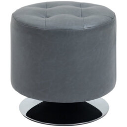 Homcom Grey Pu Leather Swivel Stool - Steel Base, Thick Padding - thumbnail 2