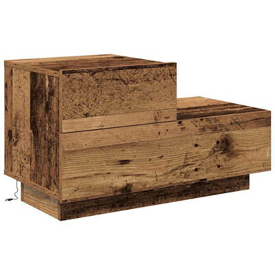 Berkfield Modern Bedside Cabinet With Led Lights Old Wood 100X36X49 Cm - image 1