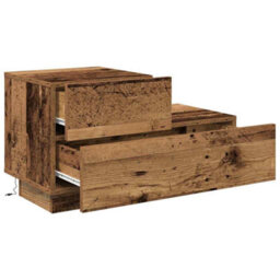 Berkfield Modern Bedside Cabinet With Led Lights Old Wood 100X36X49 Cm - thumbnail 5