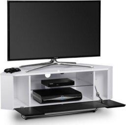 "Centurion Supports Hampshire Corner-Friendly White With Beam-Thru Remote Friendly Black Door Up To 50"" Flat Screen Tv Cabinet" - thumbnail 4