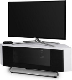 "Centurion Supports Hampshire Corner-Friendly White With Beam-Thru Remote Friendly Black Door Up To 50"" Flat Screen Tv Cabinet" - thumbnail 3
