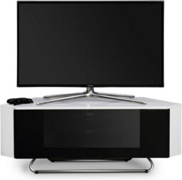 "Centurion Supports Hampshire Corner-Friendly White With Beam-Thru Remote Friendly Black Door Up To 50"" Flat Screen Tv Cabinet" - thumbnail 2