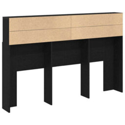 Berkfield Headboard Cabinet In Black Oak - 160X19X103.5 Cm, Made From Engineered Wood. - thumbnail 5