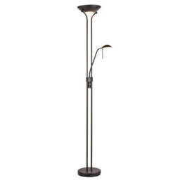 Loops Stylish 1800mm Tall Mother & Child Floor Lamp In Black With Opal Glass Shade
