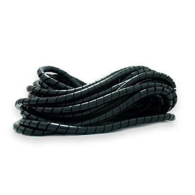 50 Metres Black Spiral Cable Wrap - Tv, Consoles, Pc, Office Wire Tidy Banding (7mm)