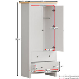 Lassic Vida Designs Arlington White 2 Door 2 Drawer Wardrobe (H)1875mm (W)840mm (D)495mm - thumbnail 2