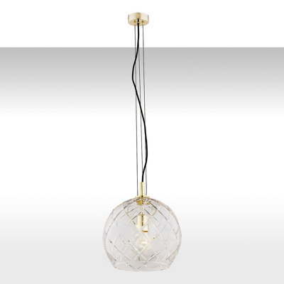Luminosa Lighting Luminosa Oviedo Globe Pendant Ceiling Light Transparent, Brass Steel