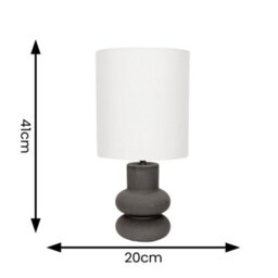 Valuelights Jude Linen Tall Drum Shade Black Stacked Abstract Ceramic Table Lamp - thumbnail 4