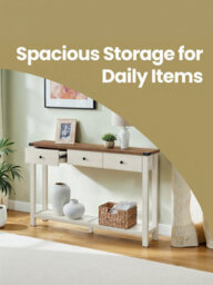 Songmics Console Table, Sofa Table, Narrow Entryway Table With 3 Drawers, Open Storage Shelf, Metal Corners, For Living Room - thumbnail 3