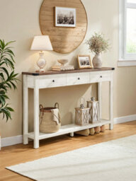 Songmics Console Table, Sofa Table, Narrow Entryway Table With 3 Drawers, Open Storage Shelf, Metal Corners, For Living Room - thumbnail 2