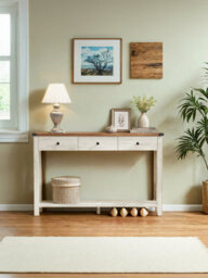 Songmics Console Table, Sofa Table, Narrow Entryway Table With 3 Drawers, Open Storage Shelf, Metal Corners, For Living Room - thumbnail 1