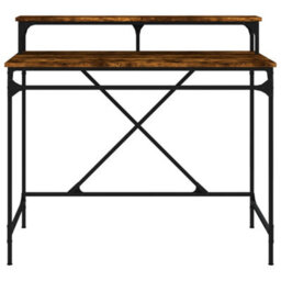 Berkfield Desk Smoked Oak 100X50X90 Cm Engineered Wood And Iron - thumbnail 5