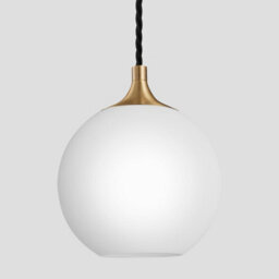 Industville Chelsea Opal Glass Globe Pendant Light, 9 Inch, White, Brass Holder - thumbnail 1