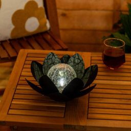 Valuelights Black Solar Powered Outdoor Waterlily Lotus Flower Decoration Garden Light - thumbnail 1