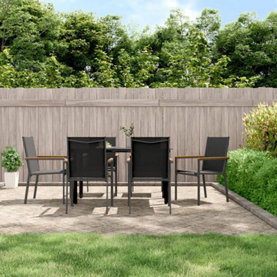 Berkfield 7 Piece Garden Dining Set Black Textilene And Steel - image 1