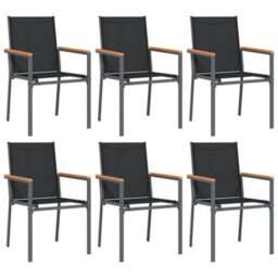 Berkfield 7 Piece Garden Dining Set Black Textilene And Steel - thumbnail 4