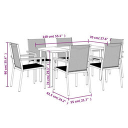 Berkfield 7 Piece Garden Dining Set Black Textilene And Steel - thumbnail 9