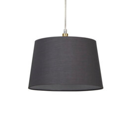 Lighting Collection Charcoal Loom Tapered Fabric Drum Pendant Light Shade - thumbnail 3
