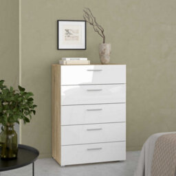 Wyld Haus Daejeon 5-Drawer Chest In White And Natural Oak Effect - thumbnail 9
