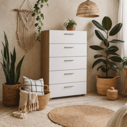 Wyld Haus Daejeon 5-Drawer Chest In White And Natural Oak Effect - thumbnail 3
