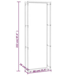 Vidaxl Firewood Rack Matt Black 80X28X222 Cm Steel Firewood Racks - thumbnail 3