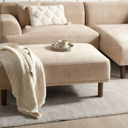 Wyld And Coco Luxehome Beige Water-Repellent Ottoman Footstool With Eucalyptus Legs, 112 X 67 X 44 Cm - thumbnail 2