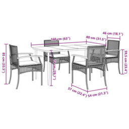 Berkfield 5 Piece Garden Dining Set With Cushions Beige Poly Rattan - thumbnail 7