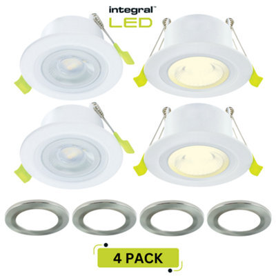 Integral LED Fire Rated Led Downlights 65mm Ip65 600Lm 5W 3000K Dimmable - Satin (4 Pack) - image 1