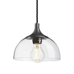 Industville Chelsea Glass Dome Pendant - 8 Inch, Clear Glass Dome - 8 Inch, Pewter Pendant Holder - thumbnail 1