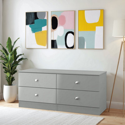 Yarmouth Ready Assembled Matt Grey No Effect 4 Drawer Chest (H)495mm (W)1100mm (D)390mm - image 1