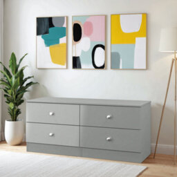 Yarmouth Ready Assembled Matt Grey No Effect 4 Drawer Chest (H)495mm (W)1100mm (D)390mm - thumbnail 1