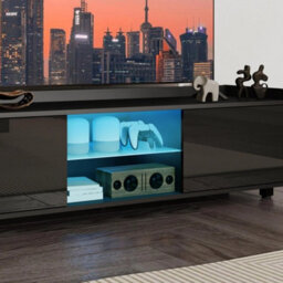 Black 140Cm Tv Stand Rgb Led High Gloss - thumbnail 4
