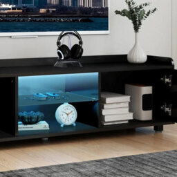 Black 140Cm Tv Stand Rgb Led High Gloss - thumbnail 3