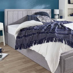 Aspire Castleton Grey Linen Quilted Headboard Ottoman Bed, Size Single - thumbnail 5