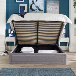Aspire Castleton Grey Linen Quilted Headboard Ottoman Bed, Size Single - thumbnail 4