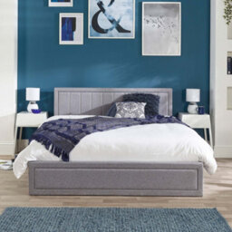 Aspire Castleton Grey Linen Quilted Headboard Ottoman Bed, Size Single - thumbnail 3